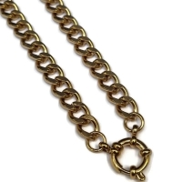 Stalen Bedelketting Gourmetschakel 7mm - Unieke Goudkleur - 50cm - Heren