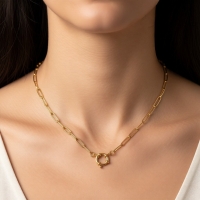Gouden Stainless Steel Bedelketting - 50cm - Unisex