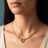 Ketting &acirc;&euro;&ldquo; Staal Bedelketting Gourmetschakel Goudkleurig (3mm) - 45cm - Heren