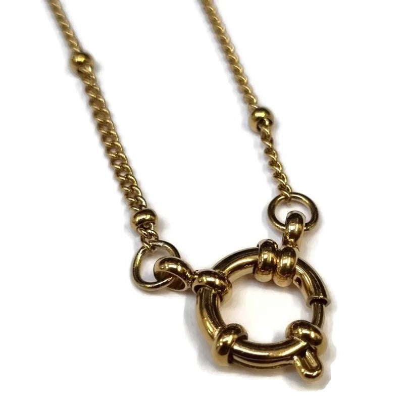 Ketting &acirc;&euro;&ldquo; Staal Bedelketting Bolletjes Schakel Goudkleurig (2mm) - 50cm - Unisex