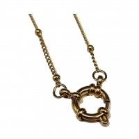 Ketting &acirc;&euro;&ldquo; Staal Bedelketting Bolletjes Schakel Goudkleurig (2mm) - 45cm - Unisex