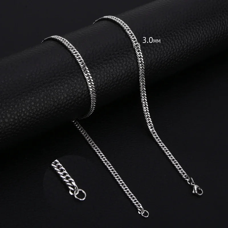 RVS Curb Chain Ketting Zilverkleur - Stoere Schakelketting - 60cm / 3mm - Heren
