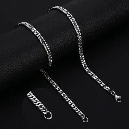 RVS Curb Chain Ketting Zilverkleur - Stoere Schakelketting - 55cm / 4.3mm - Heren