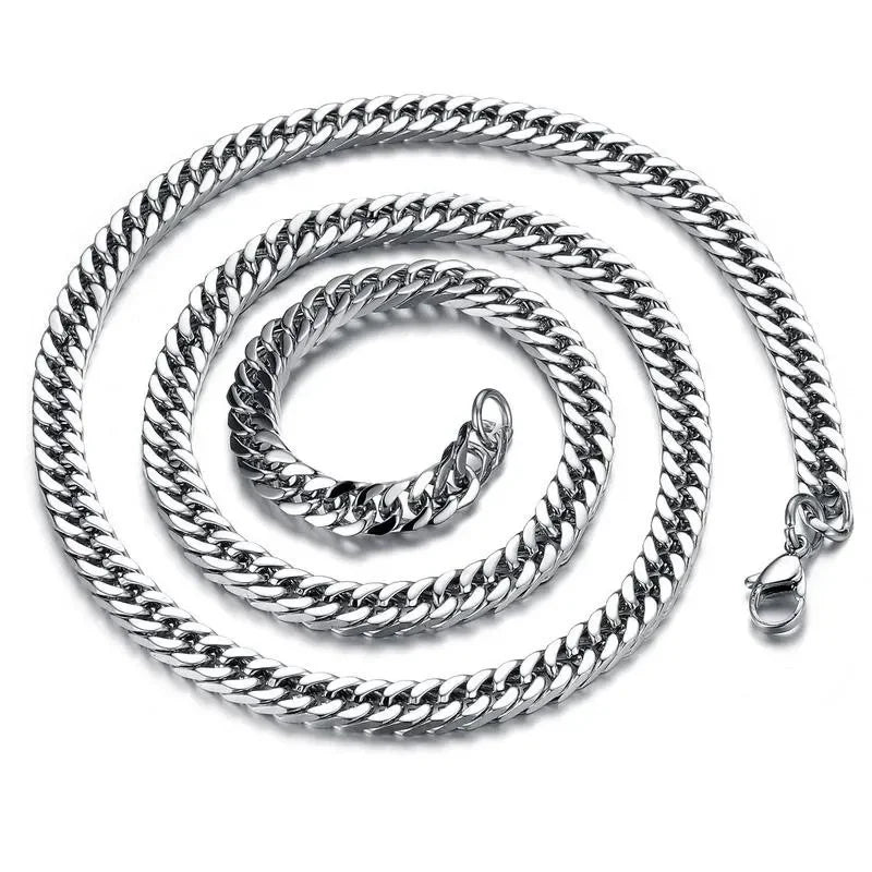 RVS Curb Chain Ketting Zilverkleur - Stoere Schakelketting - 60cm / 7mm - Heren
