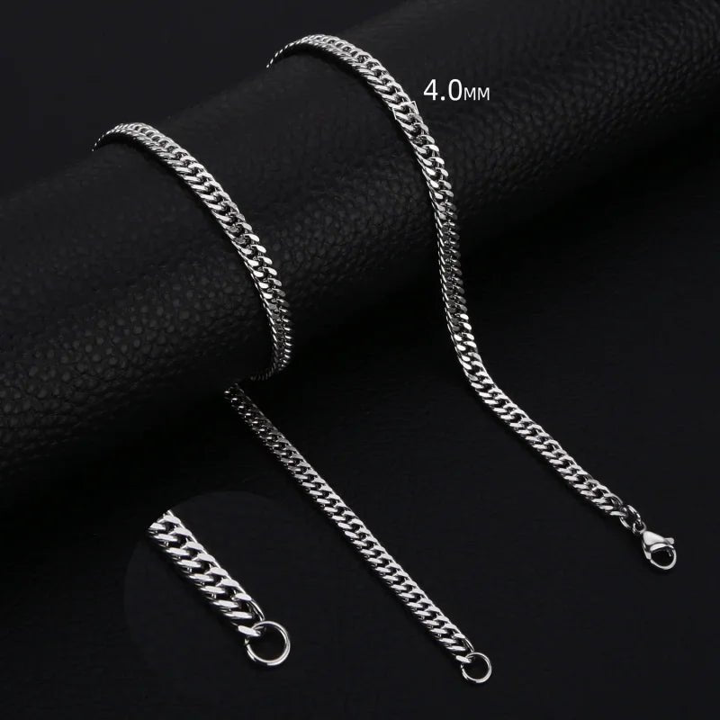 RVS Curb Chain Ketting Zilverkleur - Stoere Schakelketting - 65cm / 4mm - Heren