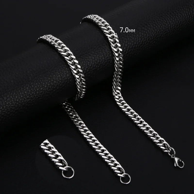 RVS Curb Chain Ketting Zilverkleur - Stoere Schakelketting - 55cm / 7.5mm - Heren
