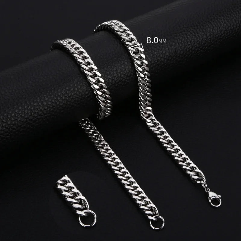 RVS Curb Chain Ketting Zilverkleur - Stoere Schakelketting - 60cm / 8mm - Heren