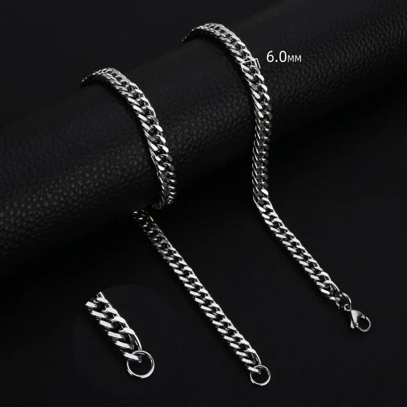 RVS Curb Chain Ketting Zilverkleur - Stoere Schakelketting - 55cm / 6mm - Heren