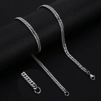 RVS Curb Chain Ketting Zilverkleur - Stoere Schakelketting - 45cm / 4.5mm - Heren
