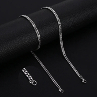 RVS Curb Chain Ketting Zilverkleur - Stoere Schakelketting - 45cm / 2.5mm - Heren