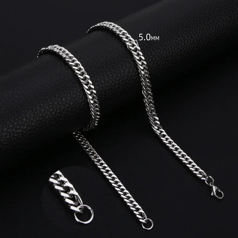 RVS Curb Chain Ketting Zilverkleur - Stoere Schakelketting - 70cm / 5mm - Heren