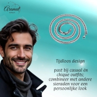 RVS Curb Chain Ketting Zilverkleur - Stoere Schakelketting - 70cm / 3mm - Heren