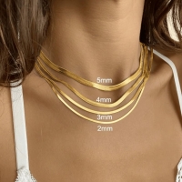 Platte Slangenketting Goudkleurig Staal - 2mm / 50cm - Heren