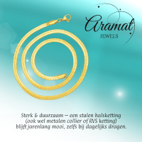 Platte Slangenketting Goudkleurig Staal - 3mm / 45cm - Heren