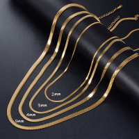 Platte Slangenketting Goudkleurig Staal - 4mm / 40cm - Heren