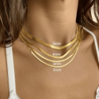 Platte Slangenketting Goudkleurig Staal - 4mm / 50cm - Heren