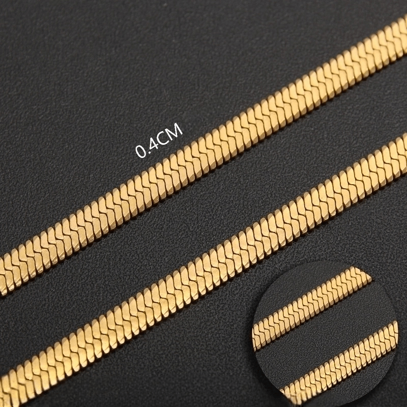 Platte Slangenketting Goudkleurig Staal - 4mm / 55cm - Heren
