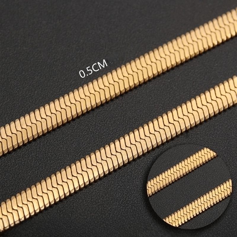 Platte Slangenketting Goudkleurig Staal - 5mm / 45cm - Heren