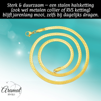 Platte Slangenketting Goudkleurig Staal - 5mm / 45cm - Heren