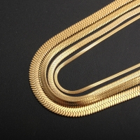 Platte Slangenketting Goudkleurig Staal - 5mm / 55cm - Heren