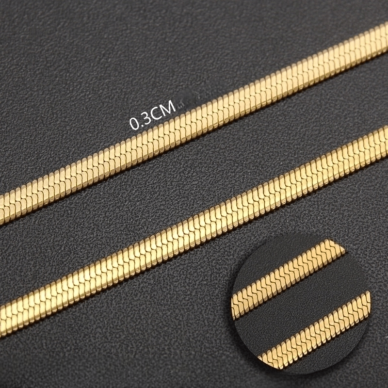 Platte Slangenketting Goudkleurig Staal - 3mm / 40cm - Heren