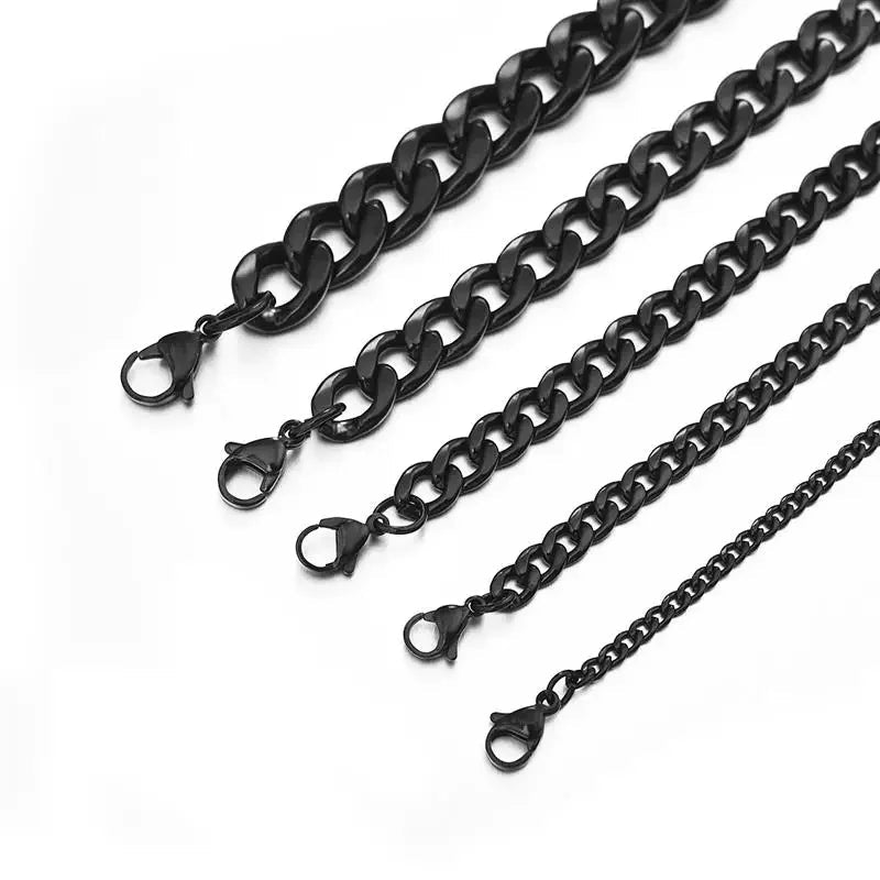 Zwarte Gourmet Schakelketting RVS - 70cm / 8mm - Unisex