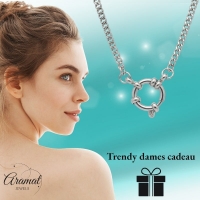 Zilverkleurige Bedelketting met gourmet schakel - 45cm - Dames