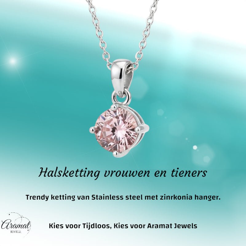 Elegante Rvs Zirkonia Hanger - Rood - Dames