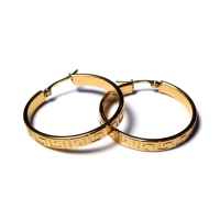 RVS Oorringen Grieks Motief Ros&Atilde;&copy;goud 30mm - Elegante Hoepels - Zwart / 35mm -