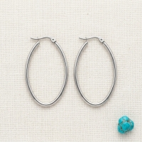 Oorringen &acirc;&euro;&ldquo; Stalen Ovale Hoepeloorbellen RVS Zilverkleur - 30mm -