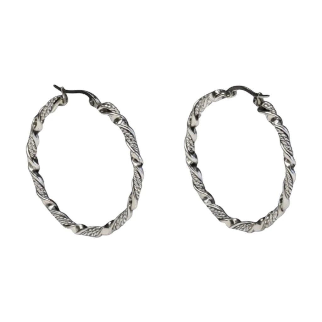 Oorringen &acirc;&euro;&ldquo; RVS Zilverkleur Twisted Design (30mm of 40mm) - 40mm -