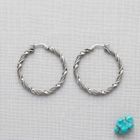 Oorringen &acirc;&euro;&ldquo; RVS Zilverkleur Twisted Design (30mm of 40mm) - 40mm -