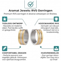 Klapcreolen &acirc;&euro;&ldquo; RVS Bicolor Goudkleur & Zilverkleur Strepen (13mm) - 20mm -