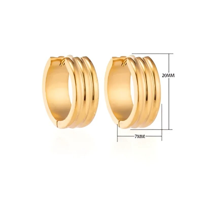 Creolen &acirc;&euro;&ldquo; RVS Goudkleur met Twee Strepen (13mm of 20mm) - 20mm -