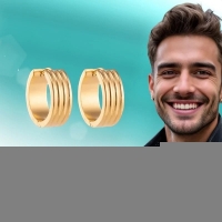 Oorringen &acirc;&euro;&ldquo; RVS Goudkleur met Drievoudige Strepen (13mm of 20mm) - 20mm -