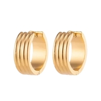 Oorringen &acirc;&euro;&ldquo; RVS Goudkleur met Drievoudige Strepen (13mm of 20mm) - 20mm -