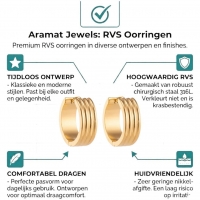 Oorringen &acirc;&euro;&ldquo; RVS Goudkleur met Drievoudige Strepen (13mm of 20mm) - 20mm -