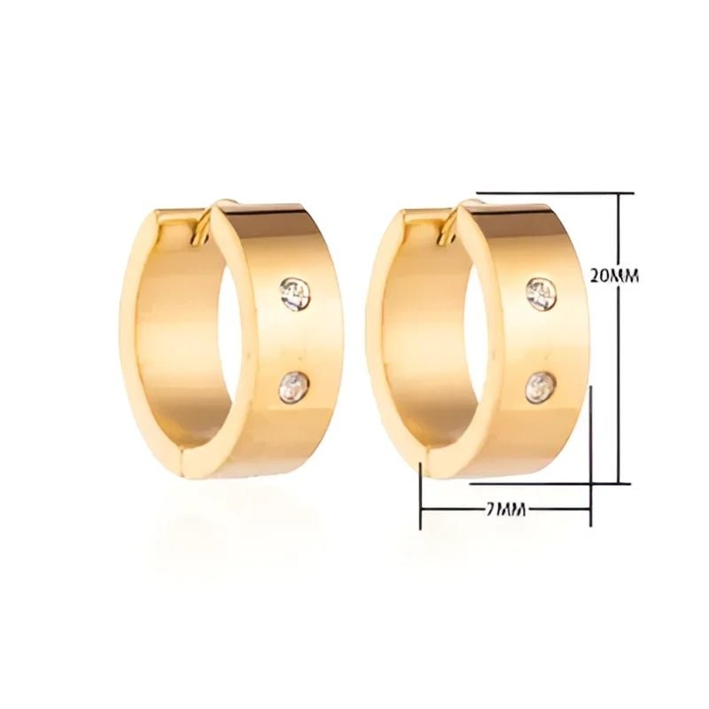 Creolen &acirc;&euro;&ldquo; RVS Goudkleur met Dubbele Zirkonia (13mm of 20mm) - 20mm -