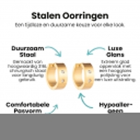 Creolen &acirc;&euro;&ldquo; RVS Goudkleur met Dubbele Zirkonia (13mm of 20mm) - 20mm -