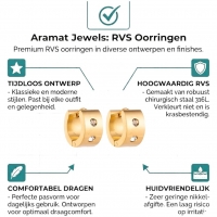 Creolen &acirc;&euro;&ldquo; RVS Goudkleur met Dubbele Zirkonia (13mm of 20mm) - 20mm -