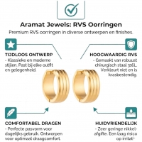 Rvs Oorringen met Dubbele Strepen goudkleur - 20mm -