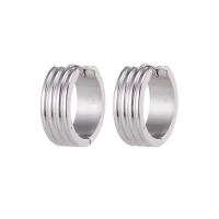 RVS Oorringen Zilverkleur Drie Strepen (13 & 20mm) &acirc;&euro;&ldquo; Uniseks - 20mm -
