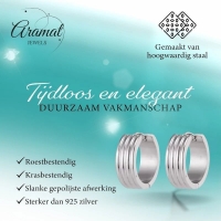 RVS Oorringen Zilverkleur Drie Strepen (13 & 20mm) &acirc;&euro;&ldquo; Uniseks - 20mm -