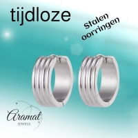 RVS Oorringen Zilverkleur Drie Strepen (13 & 20mm) &acirc;&euro;&ldquo; Uniseks - 20mm -
