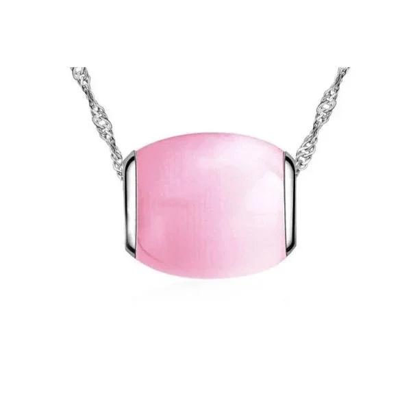 Zilveren Ketting Met Roze Kattenoogsteen - Dames