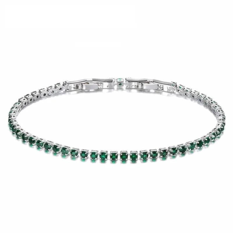 Zilveren Tennisarmband Met Zirkonia - Licht groen - Dames