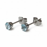 Lichtblauwe Zirkonia Oorbellen - 5mm -