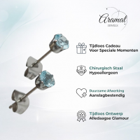 Lichtblauwe Zirkonia Oorbellen - 6mm -