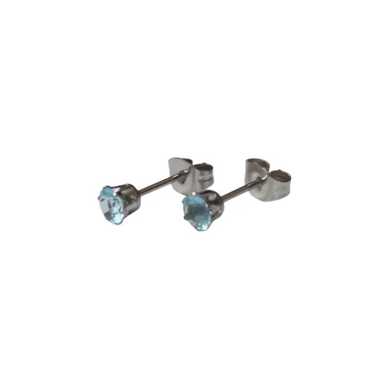 Lichtblauwe Zirkonia Oorbellen - 6mm -