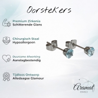 Lichtblauwe Zirkonia Oorbellen - 6mm -
